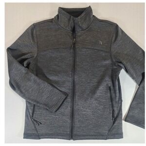 The North Face Mens L Softshell Jacket Gray Heather Full Zip Fleece Schenley